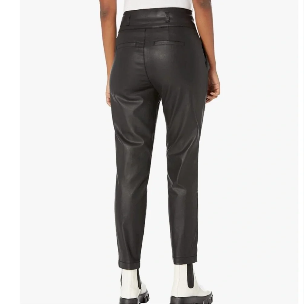 KUT from the Kloth Lessie Coated Denim High Waist Pleated Faux Leather Pants